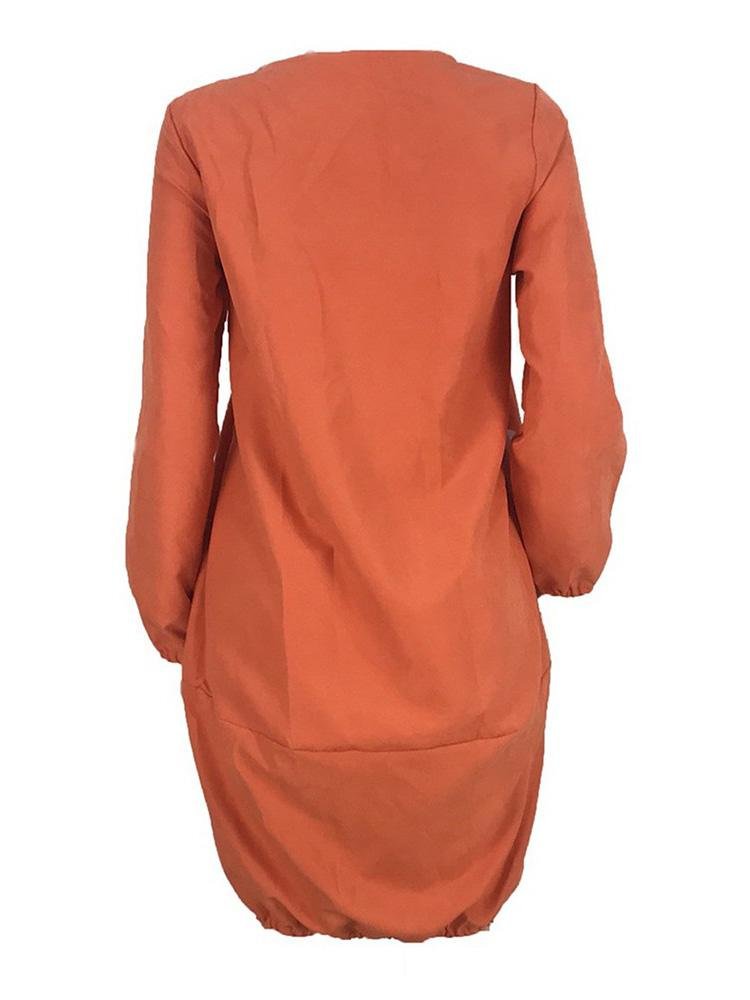 Plain Long Sleeve Parachute Dress - Casual Dresses - INS | Online Fashion Free Shipping Clothing, Dresses, Tops, Shoes - 30/04/2021 - Casual Dresses - Color_Orange